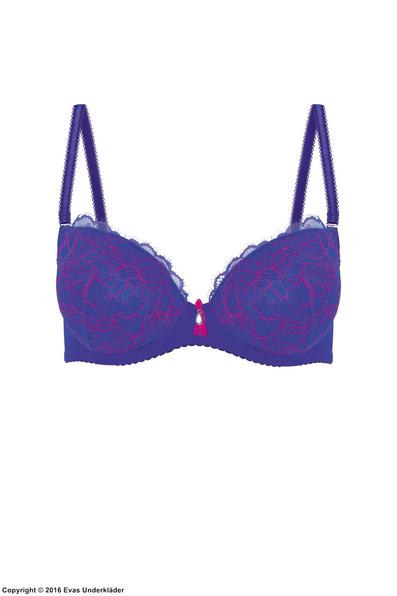 Push-up bra, lace cups, cheerful colors